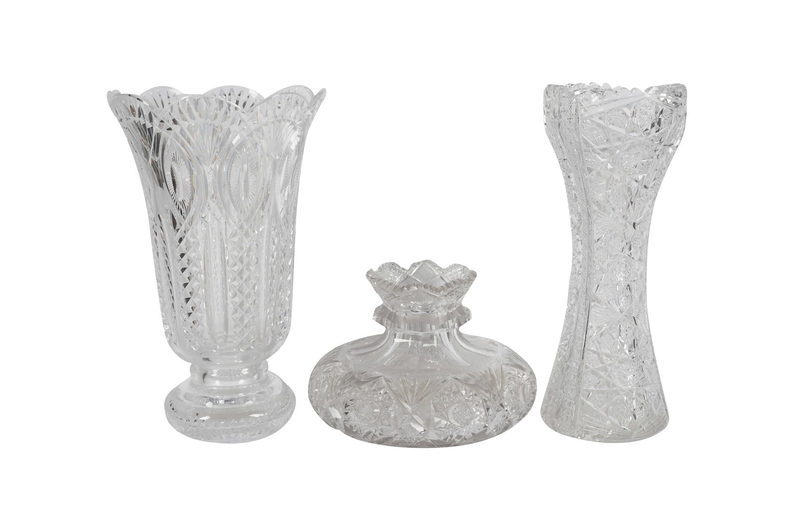 Three Cut Glass Vases (1 of 8)