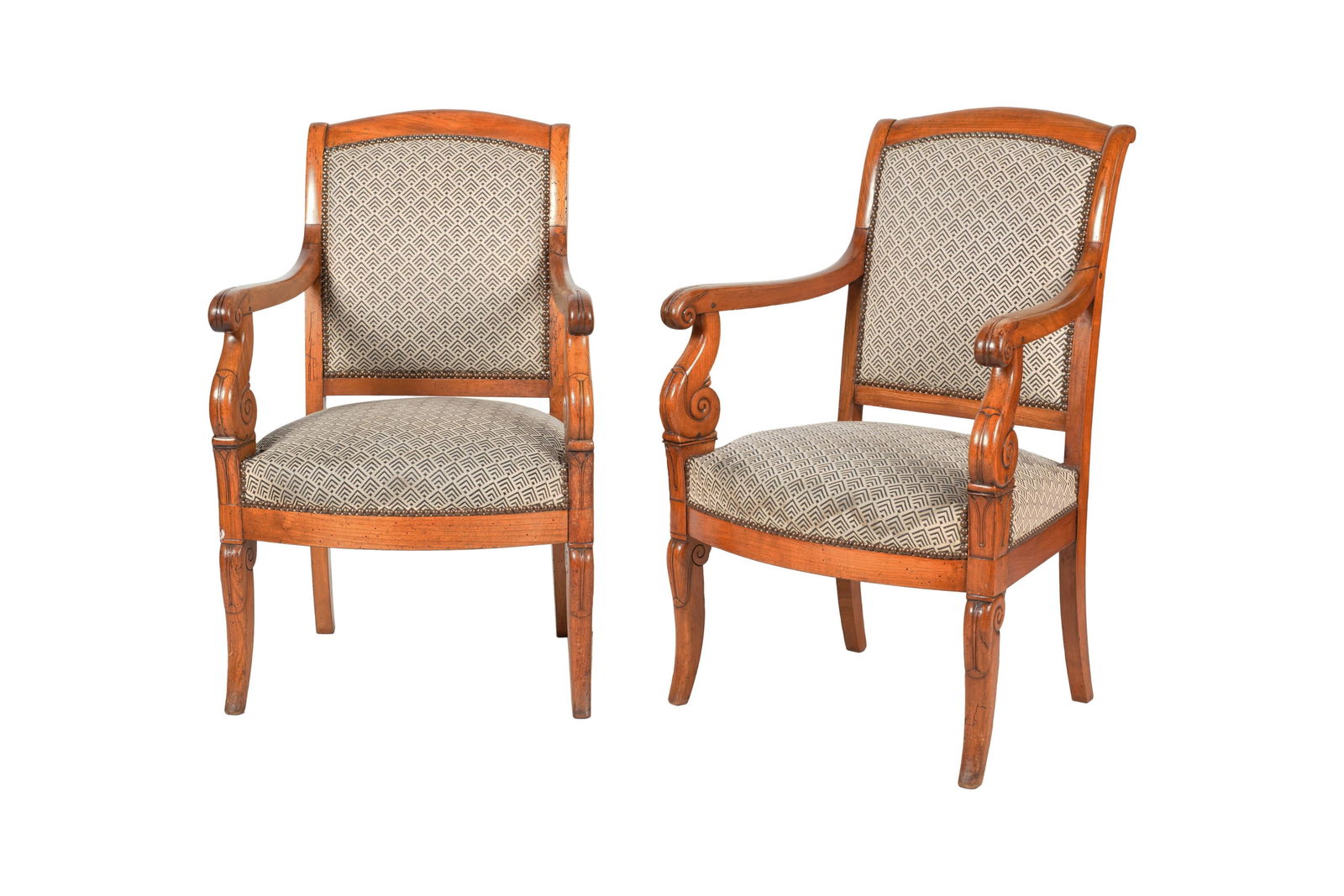 A Pair of Biedermeier Fruitwood Open Armchairs (1 of 9)