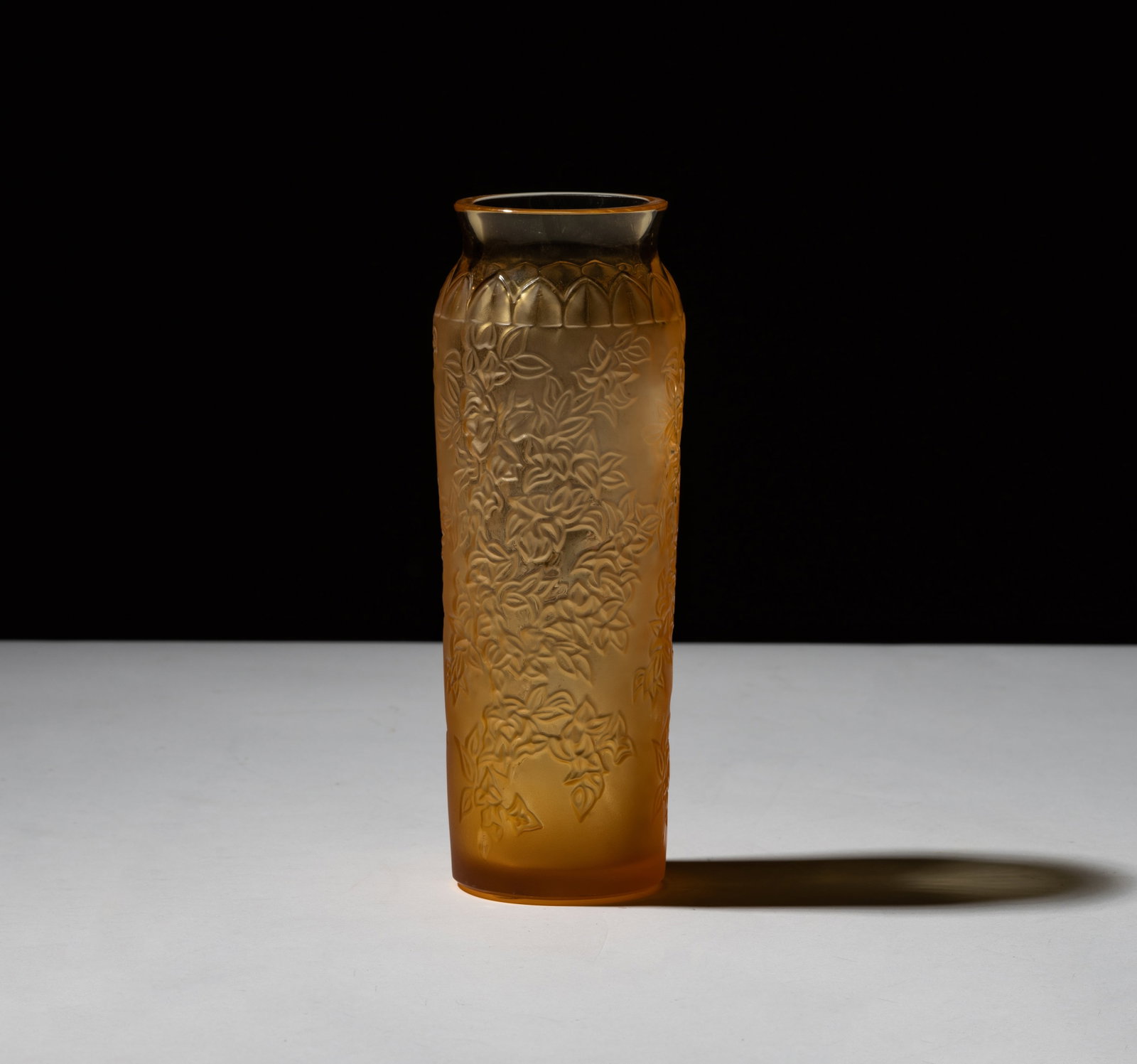 A Small Lalique Vase: marked "Lalique France" 7 x 2 1/2 in. (17.8 x 6.4 cm.)