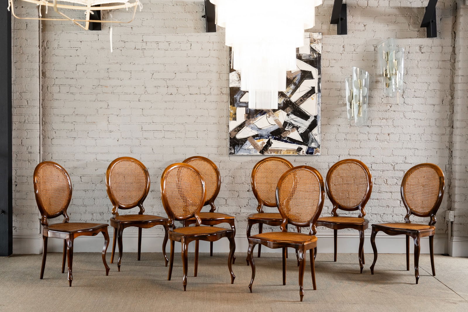 A Set of Eight Brazilian Jacaranda Wood and Cane Dining Chairs (1 of 20)