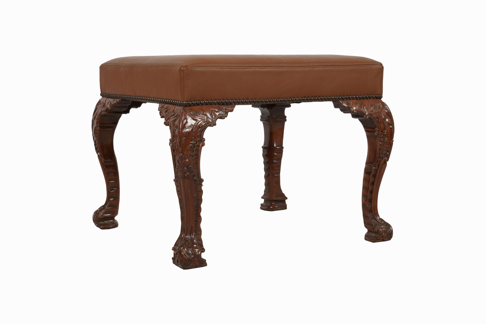 L. Rossi: Rococo-Style Carved Walnut Stool (1 of 8)