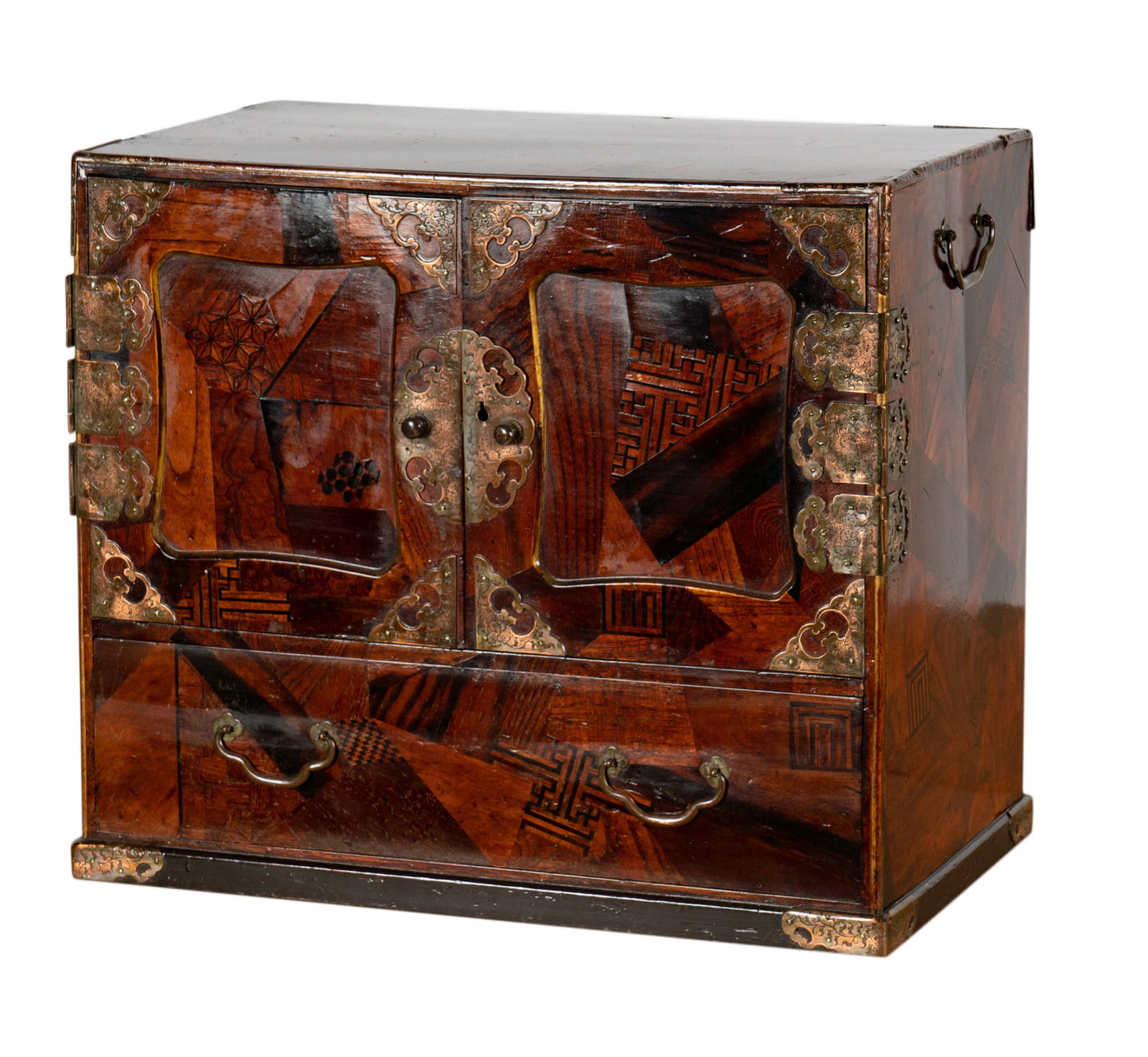 A Japanese Mixed Woods Parquetry Kodansu (Table Cabinet) (1 of 10)