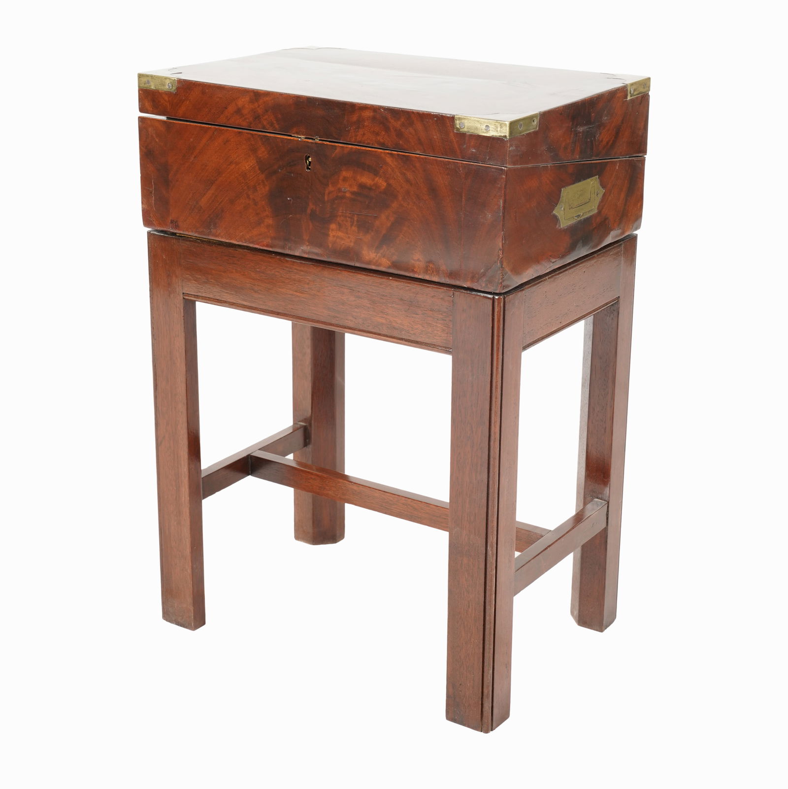 A Victorian Brass-Mounted Flame Mahogany Writing Box (1 of 7)