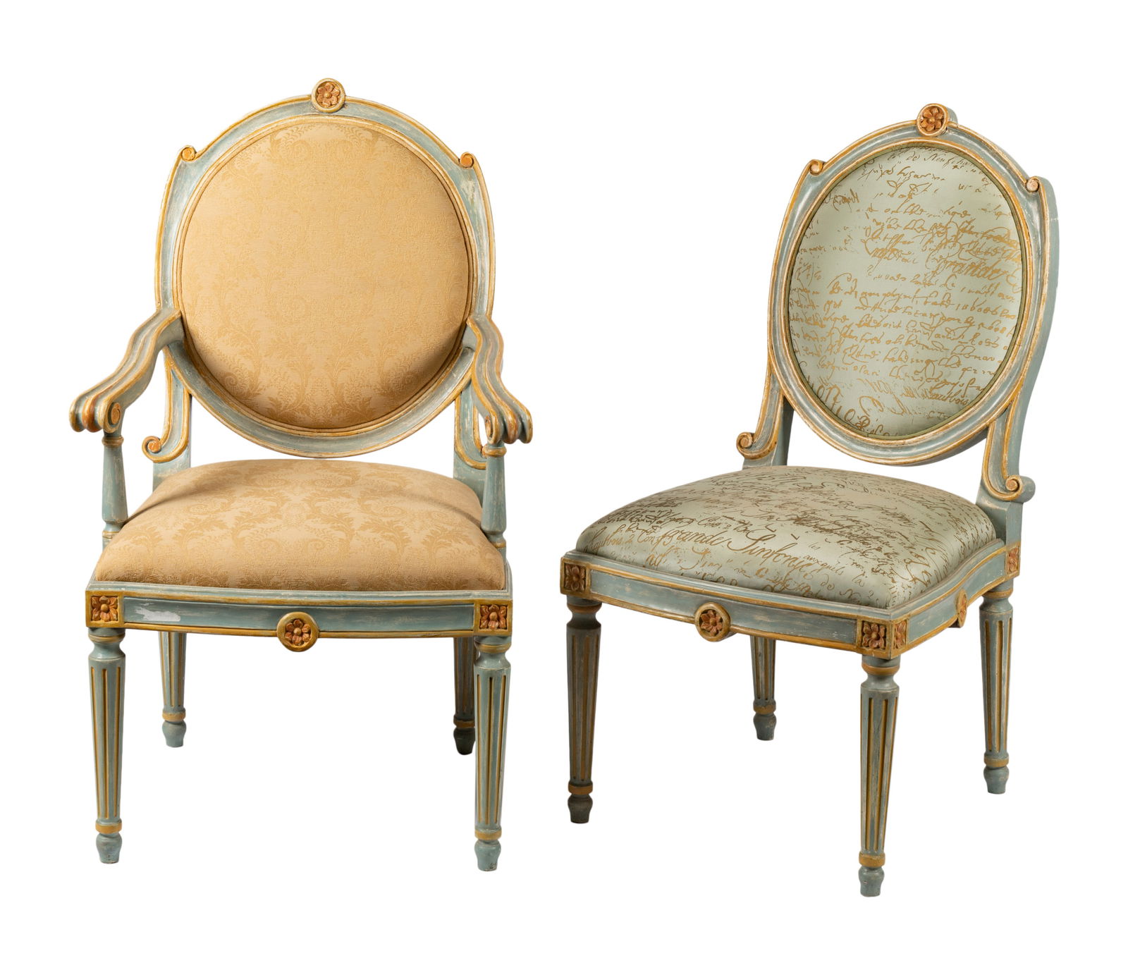 L. Rossi: Two Neoclassical-Style Painted Chairs (1 of 15)