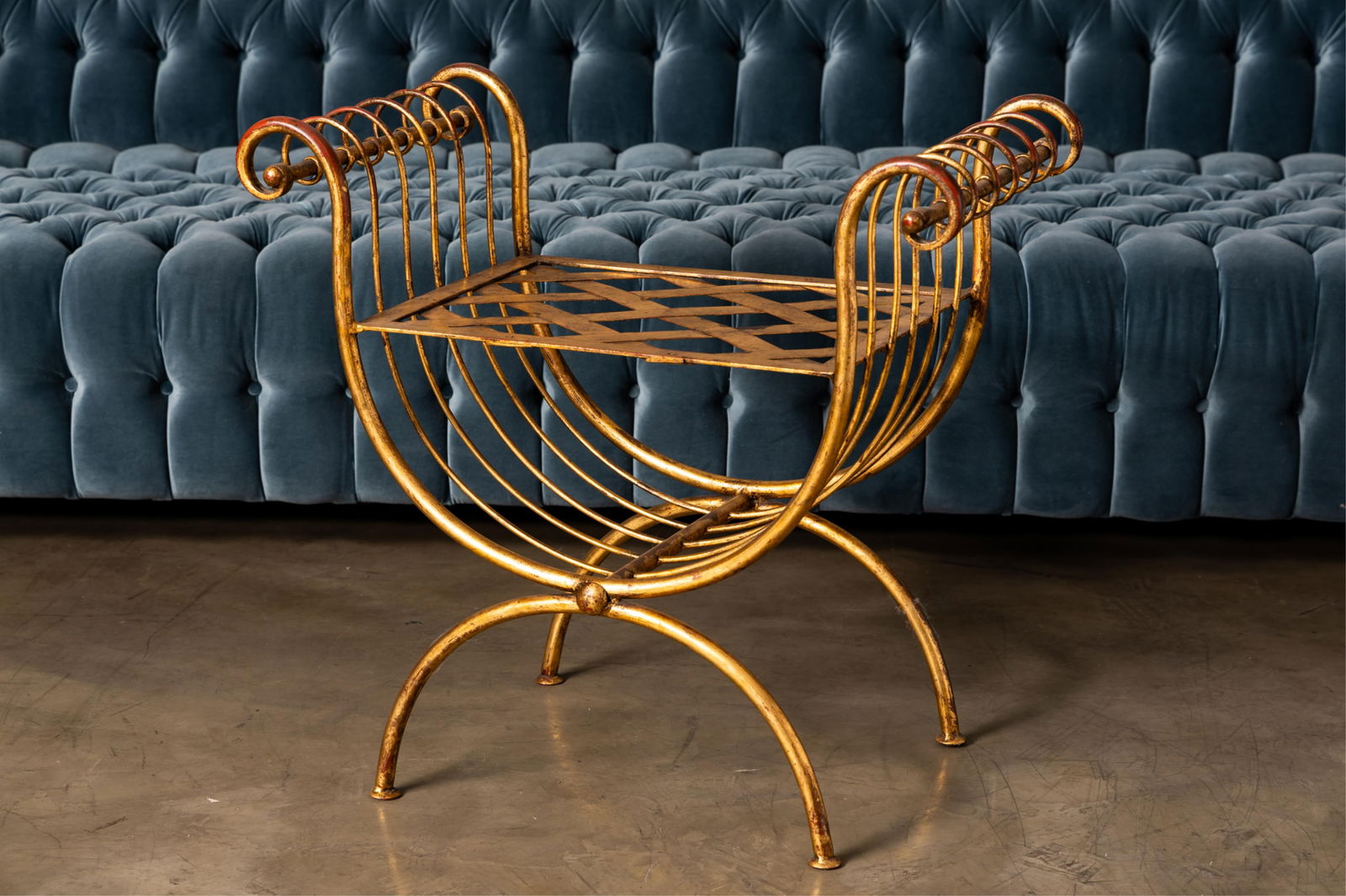 An Italian Gilt Metal Curule-Form Stool (1 of 9)