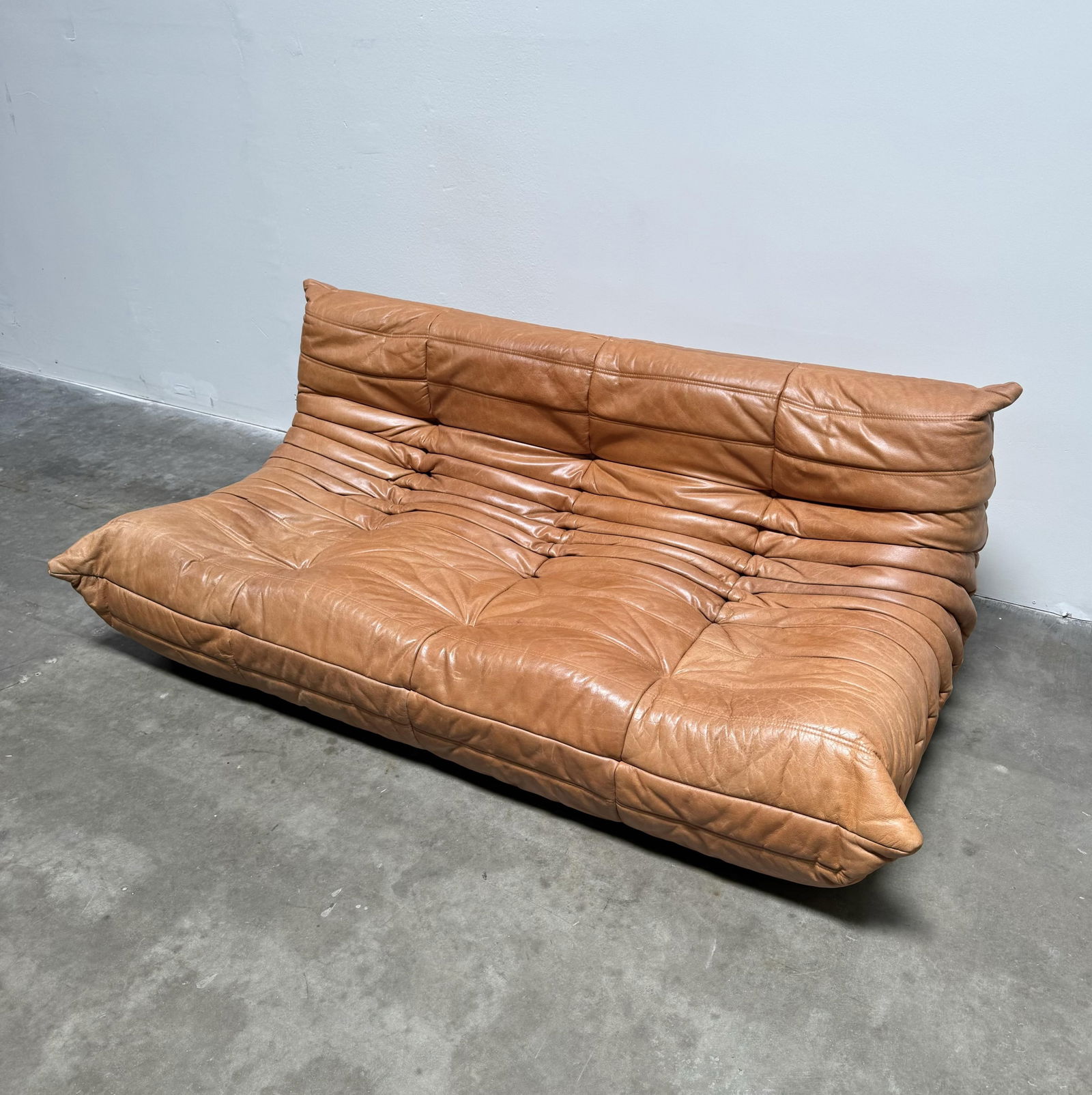 Michel Ducaroy for Ligne Roset: Brown Leather Three-Seat Togo Sofa (1 of 10)