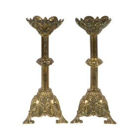 A Pair of French Brass Candlesticks