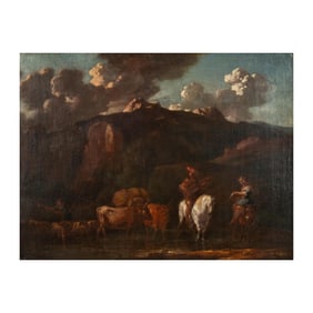 Continental School: Figures in Landscape with Ruins