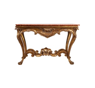 A Minton-Spidell Rococo-Style Marble-Top Giltwood Console Table