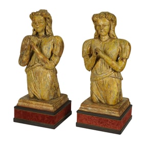 A Pair of Minton-Spidell Carved Wood Figures