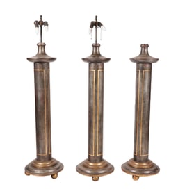 Three Minton-Spidell Painted Wood Floor Lamps