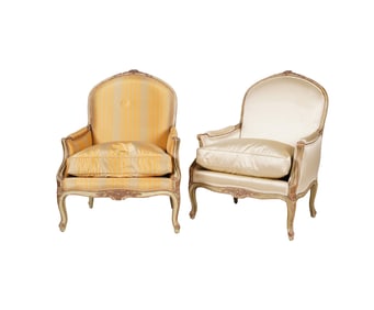 A Pair of Minton-Spidell Louis XV-Style Bergeres