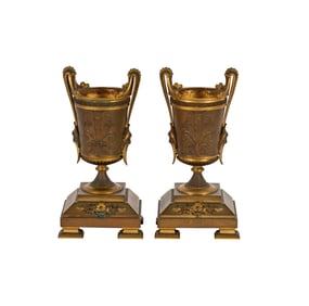 A Pair of French Empire Style Urn-Form Garnitures