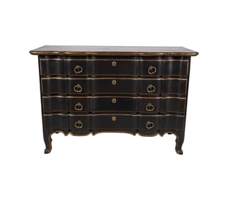 A Minton-Spidell Ebonized and Gilt Chest of Drawers