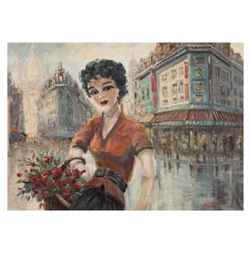 Pal Fried (1893-1976): Woman with Roses