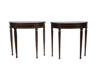 A Pair of Minton-Spidell Neoclassical-Style Demilune Console Tables