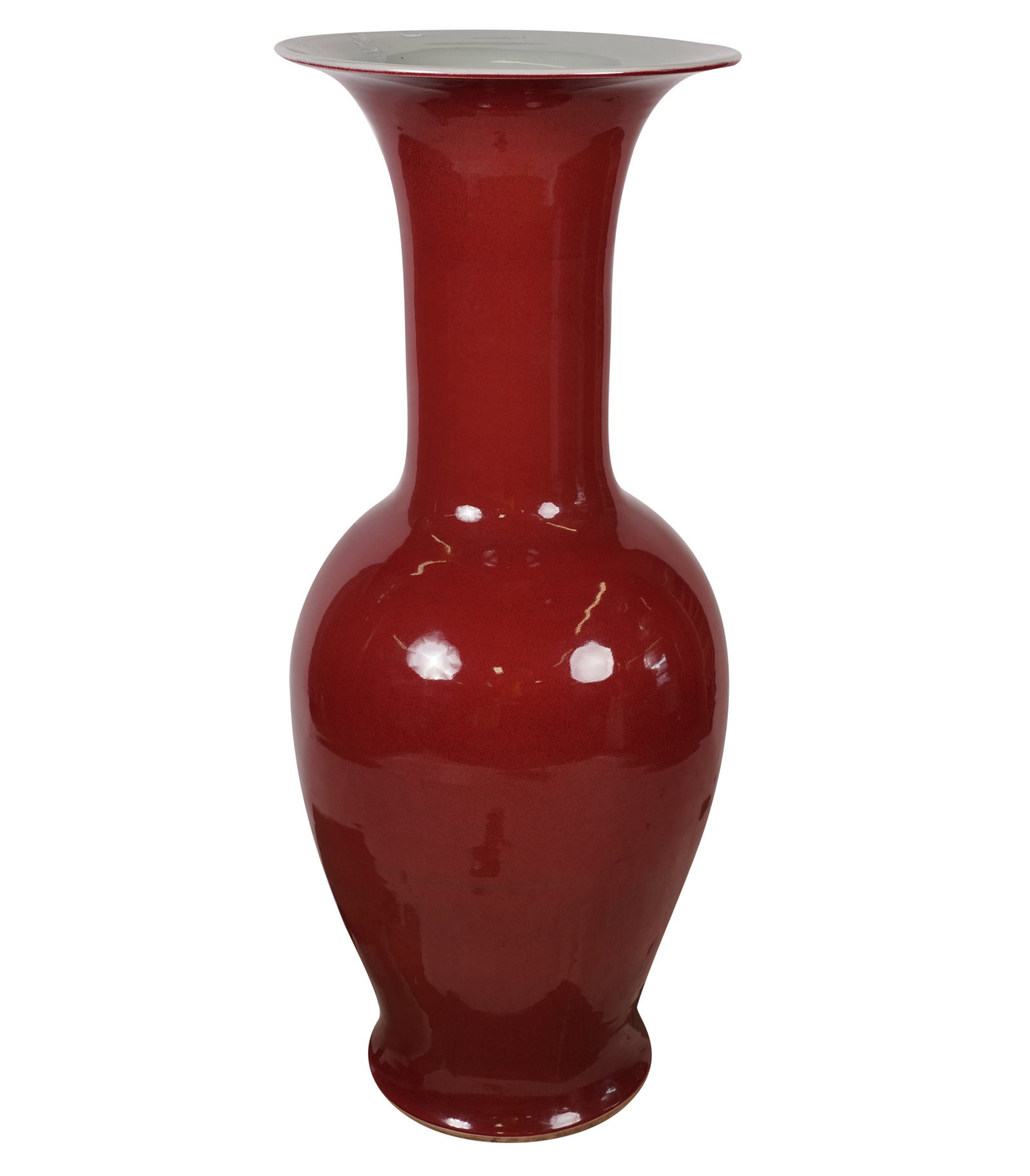 A Chinese Sang De Boeuf Glazed Porcelain Temple Vase: with six-character mark 41 x 16 in. (104.1 x 40.6 cm.) Provenance: Property from J. J. Blick's Lukenheimer House, Pasadena, California