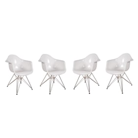 A Set of Four Tulip-Style White Dining Armchairs