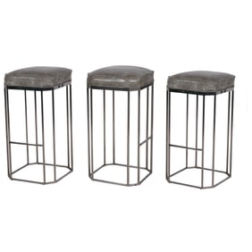 A Set of Three Chrome Bar Stools