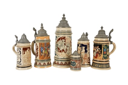 A Group of German Pottery Steins