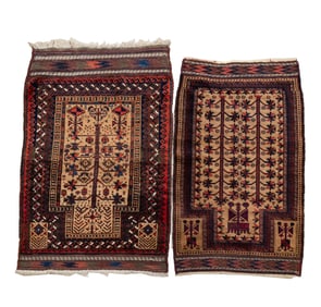 Two Antique Beluch Prayer Rugs