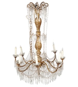 A Minton-Spidell Giltwood and Crystal Chandelier