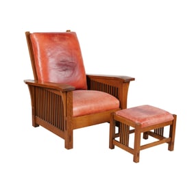 A Stickley Morris Chair with Footstool