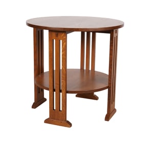 A Stickley Oak Round Lamp Table