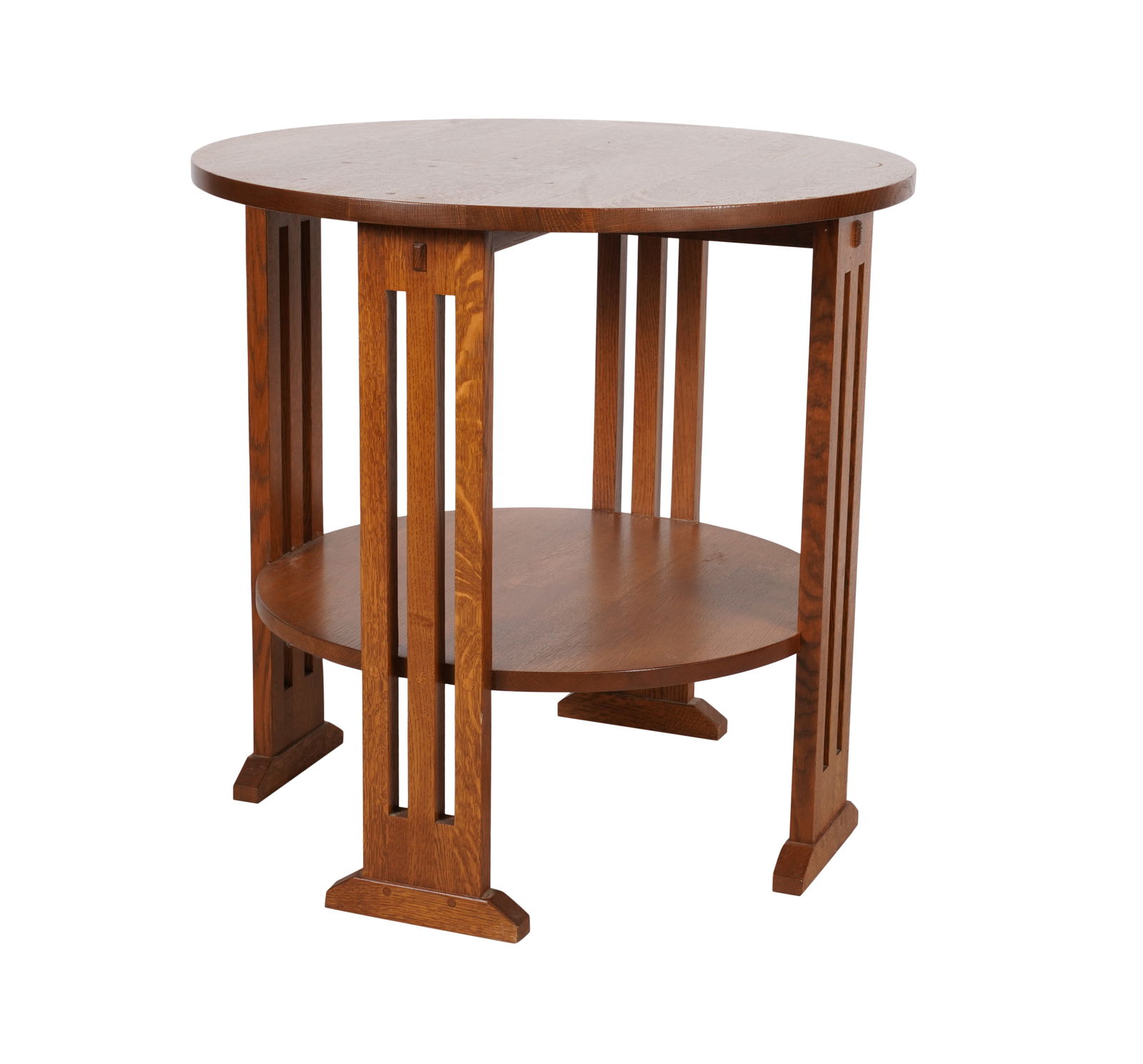 A Stickley Oak Round Lamp Table (1 of 9)