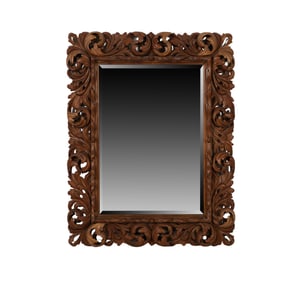 An Italian Baroque-Style Carved Wood Mirror