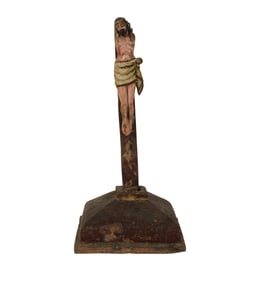 A Carved and Painted Wood Crucifix