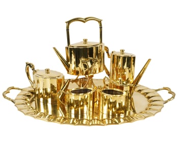A Mexican Mid-Century Brass Tea and Coffee Service