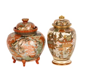 Two Japanese Porcelain Covered Jars