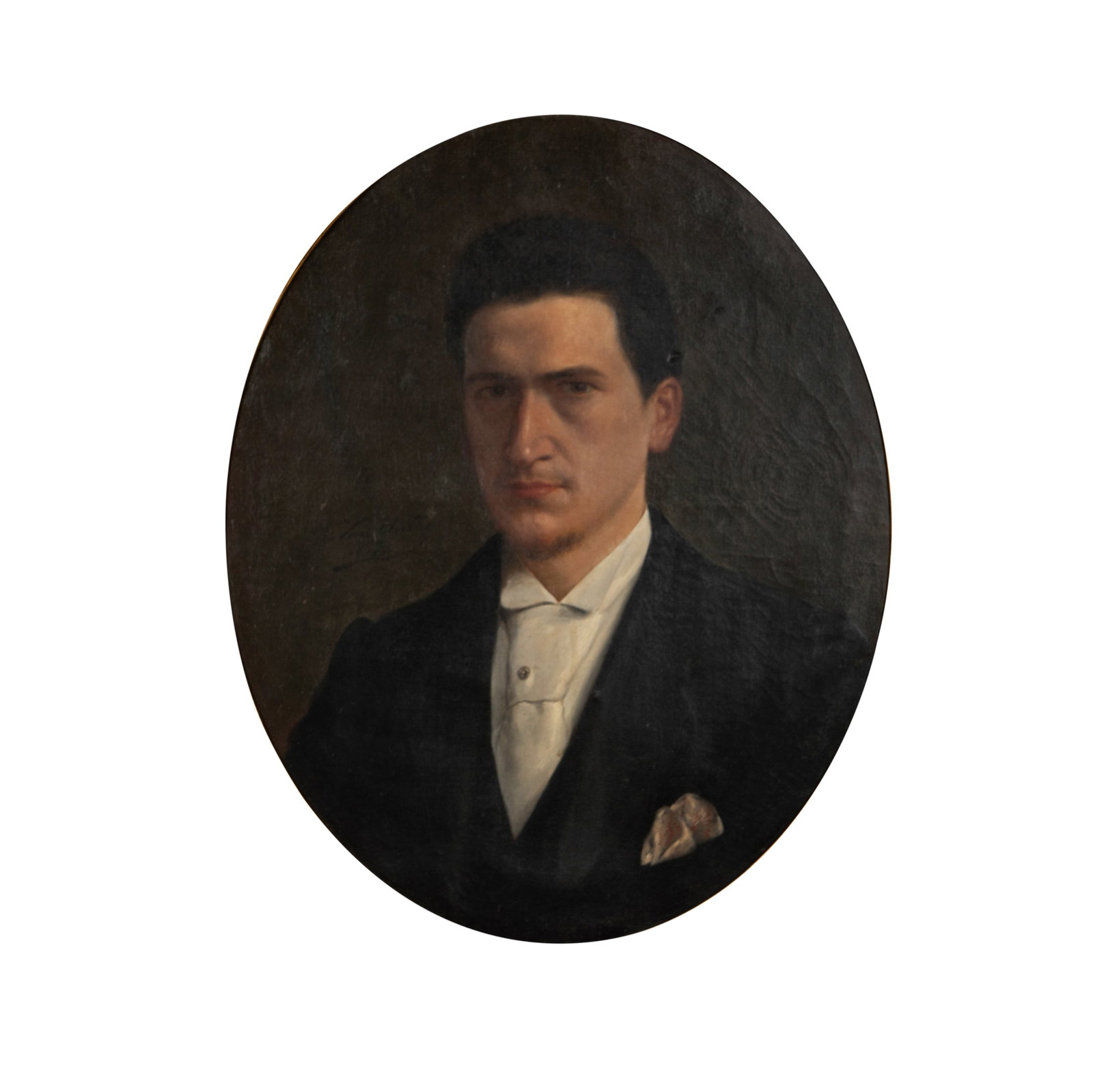 Alexandro Van Antro (19th/20th Century): Portrait of a Gentleman: Alexandro Van Antro 19th/20th Century Portrait of a Gentleman oil on canvas 1899; signed and dated left center 27 x 21 1/2 in. (68.6 x 54.6 cm.) oval, Frame: 39 x 33 1/2 in. (99.1 x 85.1 cm.)