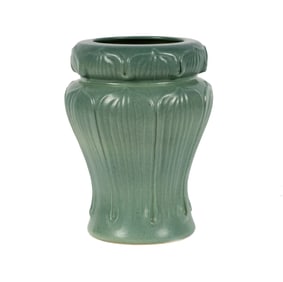An Arts and Crafts-Style Green-Glazed Pottery Vase
