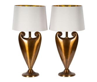 A Pair of Vintage Brass Urn-Shaped Table Lamps
