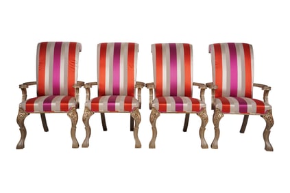 A Set of Minton-Spidell Baroque-Style Painted and Gilt Armchairs