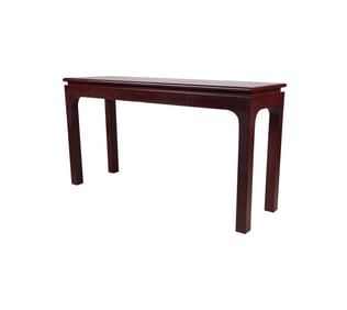 A Harrison Van Horn Red-Lacquered Grasscloth-Clad Sofa Table