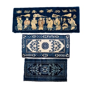 Three Chinese Blue and White Runner Rugs