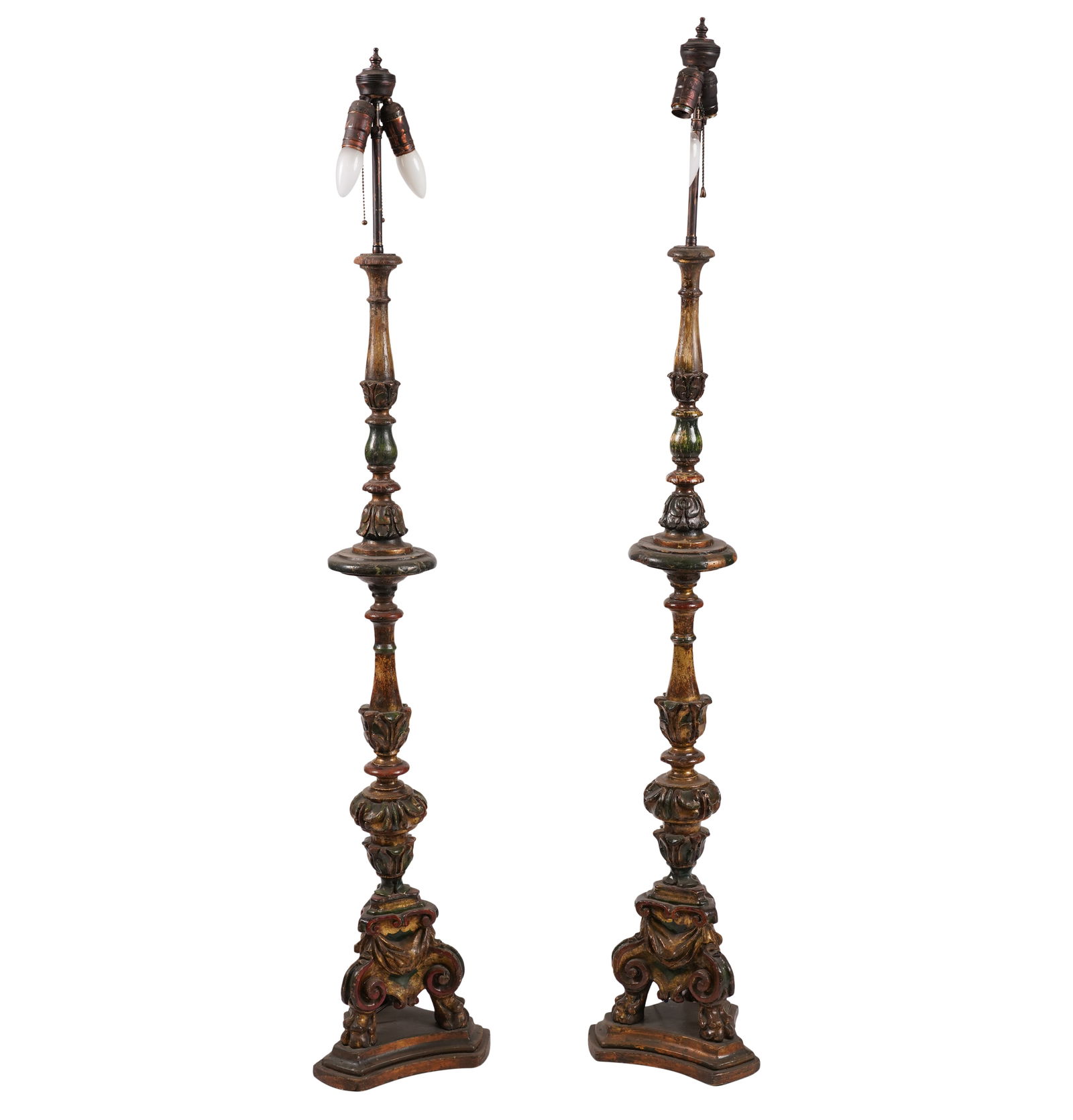 A Pair of Baroque-Style Altar Stick Floor Lamps (1 of 8)