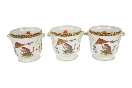 A Set of Three Lynn Chase Porcelain Cachepots