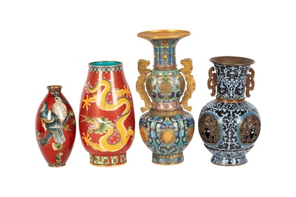 A Group of Chinese Cloisonne Vases