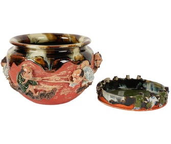 Two Japanese Sumida Gawa Pottery Bowls