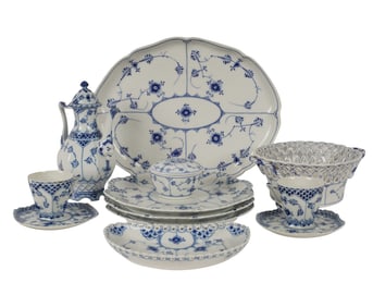 A Royal Copenhagen Blue Fluted Porcelain Partial Service