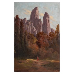 Harry Cassie Best (1863 - 1936): Figure in Rocky Landscape