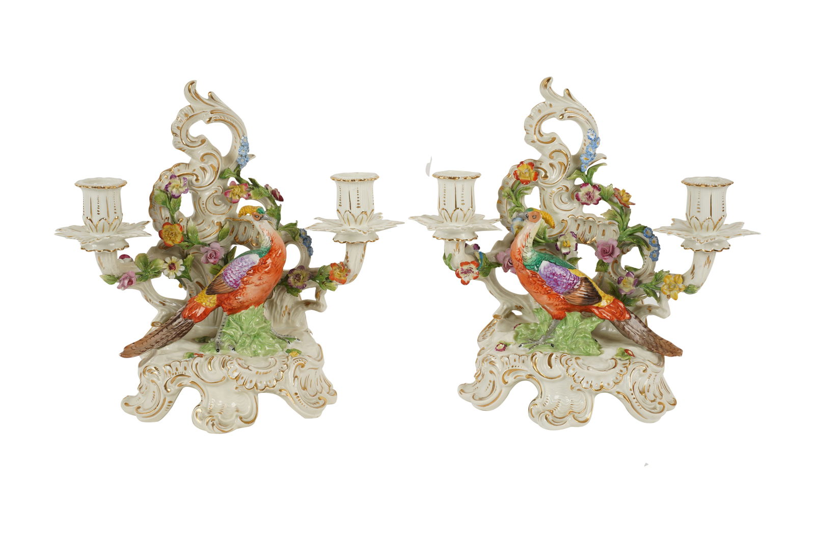 A Pair of Dresden Porcelain Twin-Light Candelabra (1 of 13)