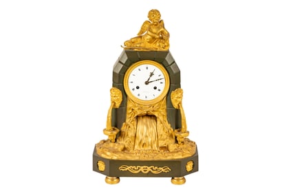 A Gilt Metal Figural Mantel Clock