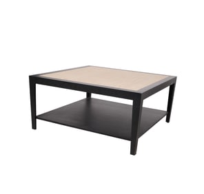 A Minton-Spidell Ebonized and Raffia Square Coffee Table