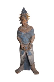 A Monumental Mexican Painted Terracotta Figure
