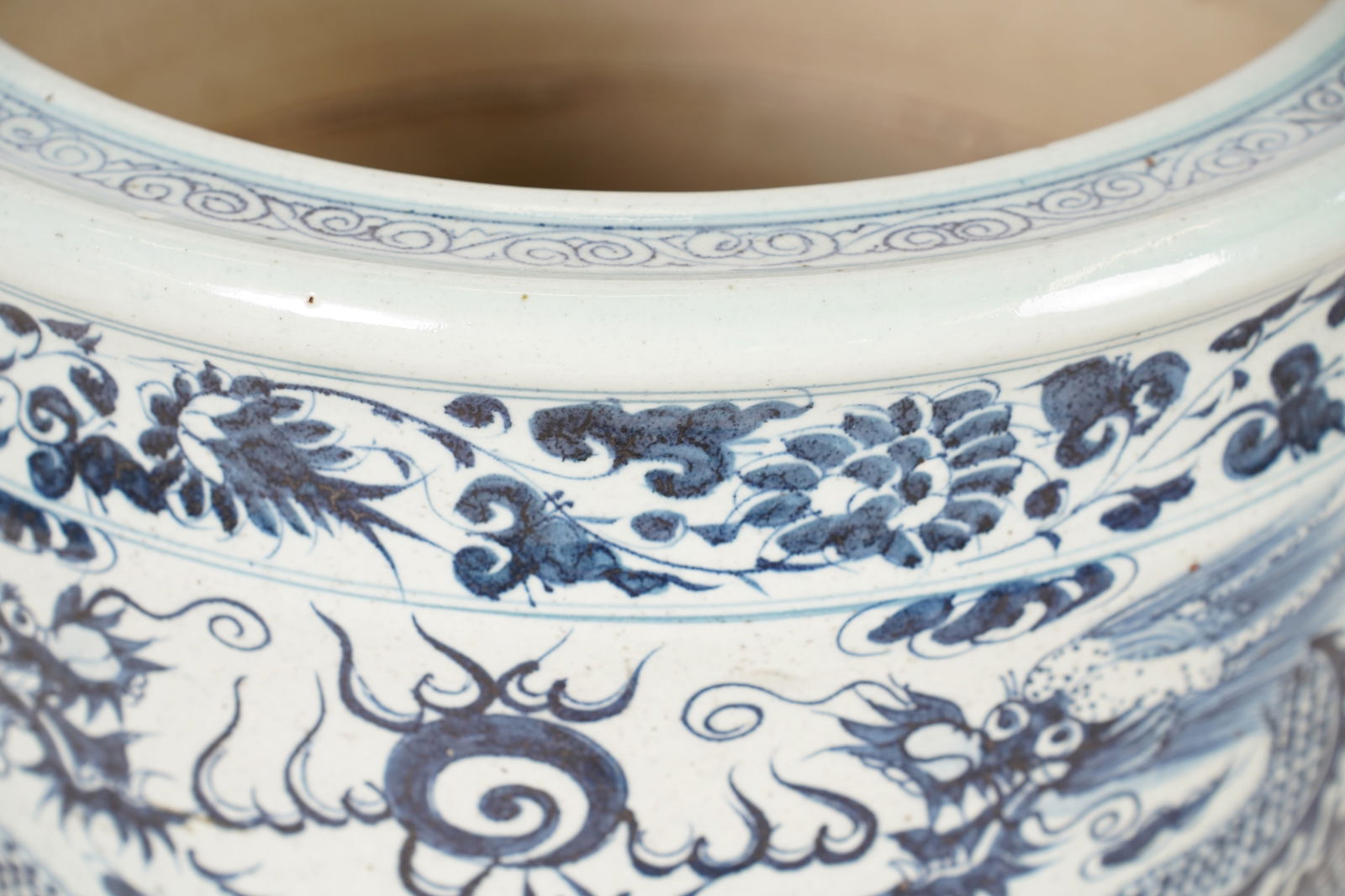 A Chinese Blue and White Glazed Fish Bowl Planter (1 of 8)